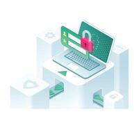 Office computer illustration password login design vector