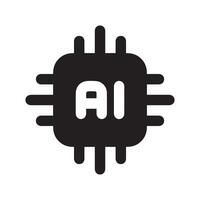 AI chip icon fill black design vector