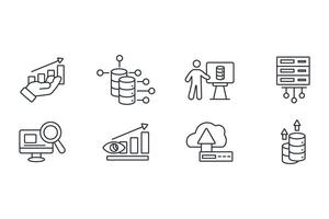 Data analytics icon set.Editable stroke.line. vector