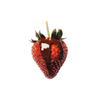 a strawberry with chocolate on it, with a transparent background png