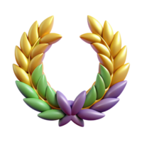 3D Icon of Laurel Wreath for Victory or Achievement png