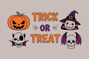 Spooky Halloween Background with Pumpkin, Witch, Vampire, and Skull Elements vector