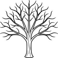 Intricate Bare Tree Line Art - Minimalist Leafless Tree Illustration vector
