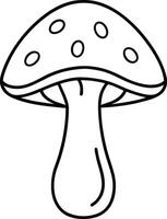 A Minimalist Mushroom Line Drawing - Simple Fungi Outline vector