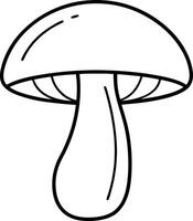 A Minimalist Mushroom Line Art Drawing - Simple Fungi Outline vector
