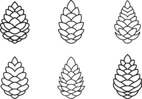 Pinecone Outline Set - Minimalist Forest Illustrations vector