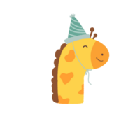 cute Illustration giraffe birthday sticker element png