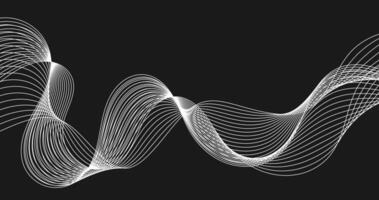 Abstract wavy lines on black background vector