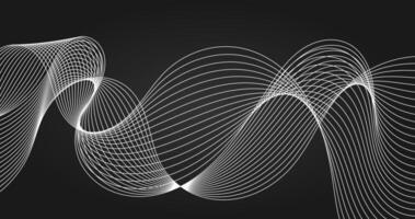 Abstract background with dynamic waves Black and white illustration vector