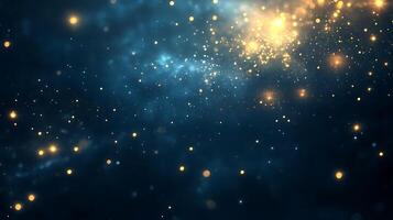Abstract celestial background with twinkling light particles, creating a dreamy and magical atmosphere. Stars in the night, space. photo