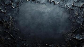 oscuro texturizado superficie con áspero bordes creando un dramático marco alrededor un mas suave central área, evocando profundidad y orgánico texturas foto
