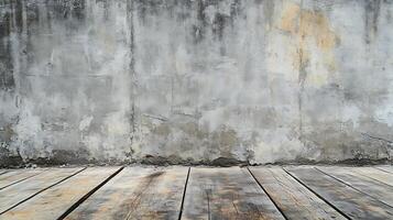 Rustic backdrop weathered wall meets aged wooden planks, creating a textured scene. Perfect for adding character to any visual story. photo