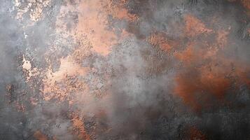 Rustic textured surface with a blend of copper and gray, creating a visually striking and aged aesthetic for backgrounds or overlays. photo