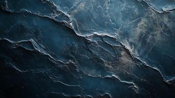 Abstract depiction of layered, dark textured stone. Detailed geological formation with sharp ridges, subtle gray highlights. photo
