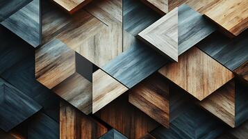 Abstract wood parquet with diamond pattern. Warm and cool tones create a modern, geometric design. A unique and stylish textured background. photo