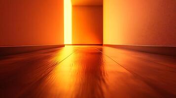 Bright doorway with shiny floors inviting exploration and anticipation. A path toward possibilities. photo