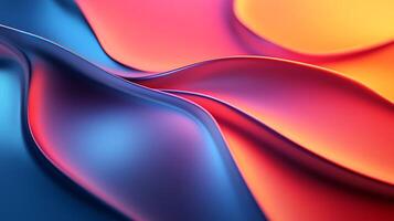 Abstract waves of blended colors create a dynamic, flowing pattern with gradients from cool blues to warm oranges and reds, conveying motion. photo