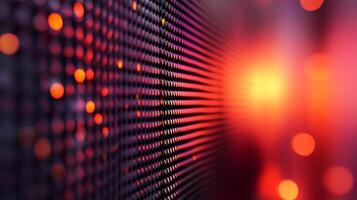 Close-up of LED display with vibrant red and yellow lights. Modern technology shines with precision and brilliance in a digital tapestry. photo