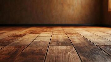 A close-up view showcases a meticulously crafted wooden floor, its warm hues and rich textures adding a touch of rustic charm to the room. photo