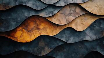Textured waves pattern with alternating dark and light earthy tones, reminiscent of natural rock formations or layered sediments. photo