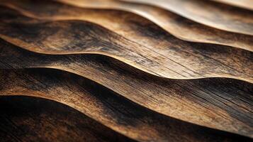 Textured wood waves A rustic pattern that catches light and shadow, creating a mesmerizing abstract surface. Organic, flowing design. photo