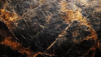 Dramatic abstract texture of contrasting dark stone interlaced with warm golden tones, creating a visually striking geological pattern. photo