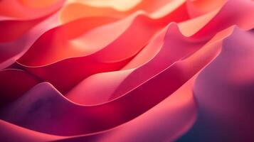 Waves of layered fabric in vibrant shades of red and pink create a textured and dynamic abstract composition, evoking a sense of flowing movement. photo