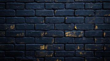 Textured Brick Wall A rustic and urban scene featuring a close-up of a textured brick wall with a pattern of black and gold hues. photo