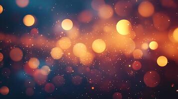 Abstract festive background with blurry golden lights and bokeh effect. Perfect for holiday designs, adding a touch of magical sparkle. photo
