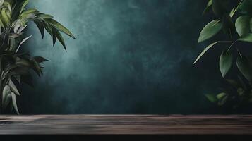 Elegance blooms amidst moody tones, where lush greenery meets textured backdrop, creating a captivating and serene aesthetic. photo