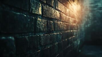 Textured brick wall with dramatic lighting, creating depth and texture. A moody, atmospheric backdrop with a unique artistic flair. photo