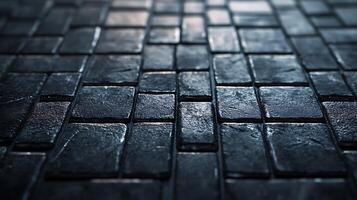 Textured stone tile pattern showcases a mosaic of rectangular blocks, forming a sturdy and visually appealing surface for flooring. photo