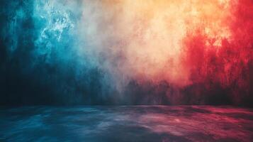 Dramatic textured backdrop blending cool blues and warm reds, creating an evocative and dynamic atmosphere. A captivating stage for imagination. photo
