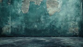 Distressed, weathered wall and floor create a textured backdrop with an ominous feel. Ideal for gritty, dramatic visuals. photo