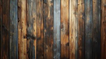 Rustic wooden paneling with varying color tones creates a unique textured pattern, showcasing natural wood grain and a sense of aged warmth. photo