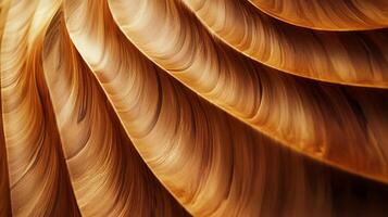 Flowing, organic patterns of smooth, light-brown wood grain. Abstract, natural texture with rhythmic curves and subtle shading. photo