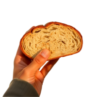 Homemade Bread Slice, Handheld View, Rustic Texture png