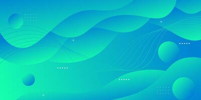 Dynamic abstract background in green and blue with simple wave design. Creative gradient background. Smart 3D cover design for business design. Eps10 vector