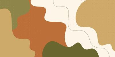 Brown and green geometric business banner design. Creative banner design with wave and line shape as template. Simple design on horizontal banner. Eps10 vector