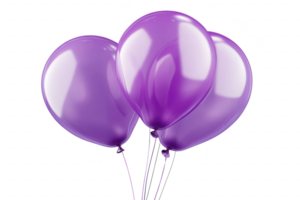 Three purple balloons are floating in the air png