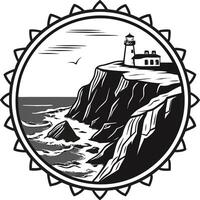 Lighthouse perched atop rugged cliffs vector