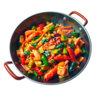 Stir-Fried Vegetables with Sesame Seeds in a Pan png
