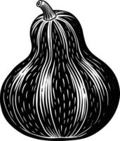 A black and white drawing of a butternut squash vector