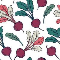 A pattern with beets and leaves vector