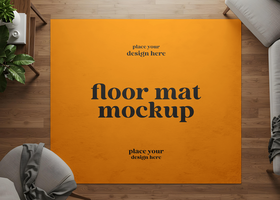 Rectangular Floor Mat with Sofa Mockup psd