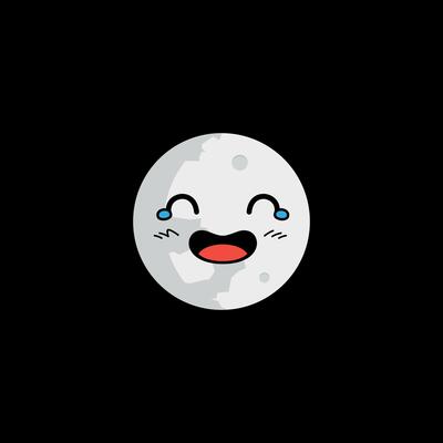 Full moon laughing face with tears clipart