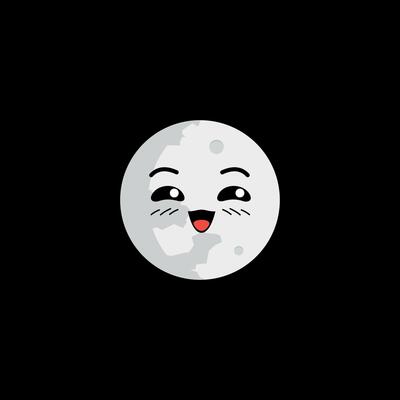 Full moon happy cat face clipart