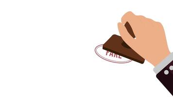 Animation of a hand stamping FAKE in a flat design style. Perfect for fact-checking visuals, document verification, and digital media. 4K resolution, ideal for presentations and motion graphics. video