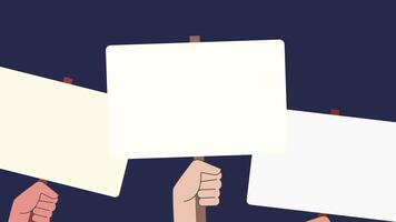 Animated hands holding a blank white signboard with tracking points, perfect for promotional content. Includes pointing gestures to highlight customizable text space. Ideal for advertising, marketing. video