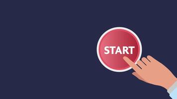 Animated red start button designed for web marketing and social media engagement. Flat design with smooth motion effect, ideal for interactive digital content, UI UX elements, call to action buttons. video